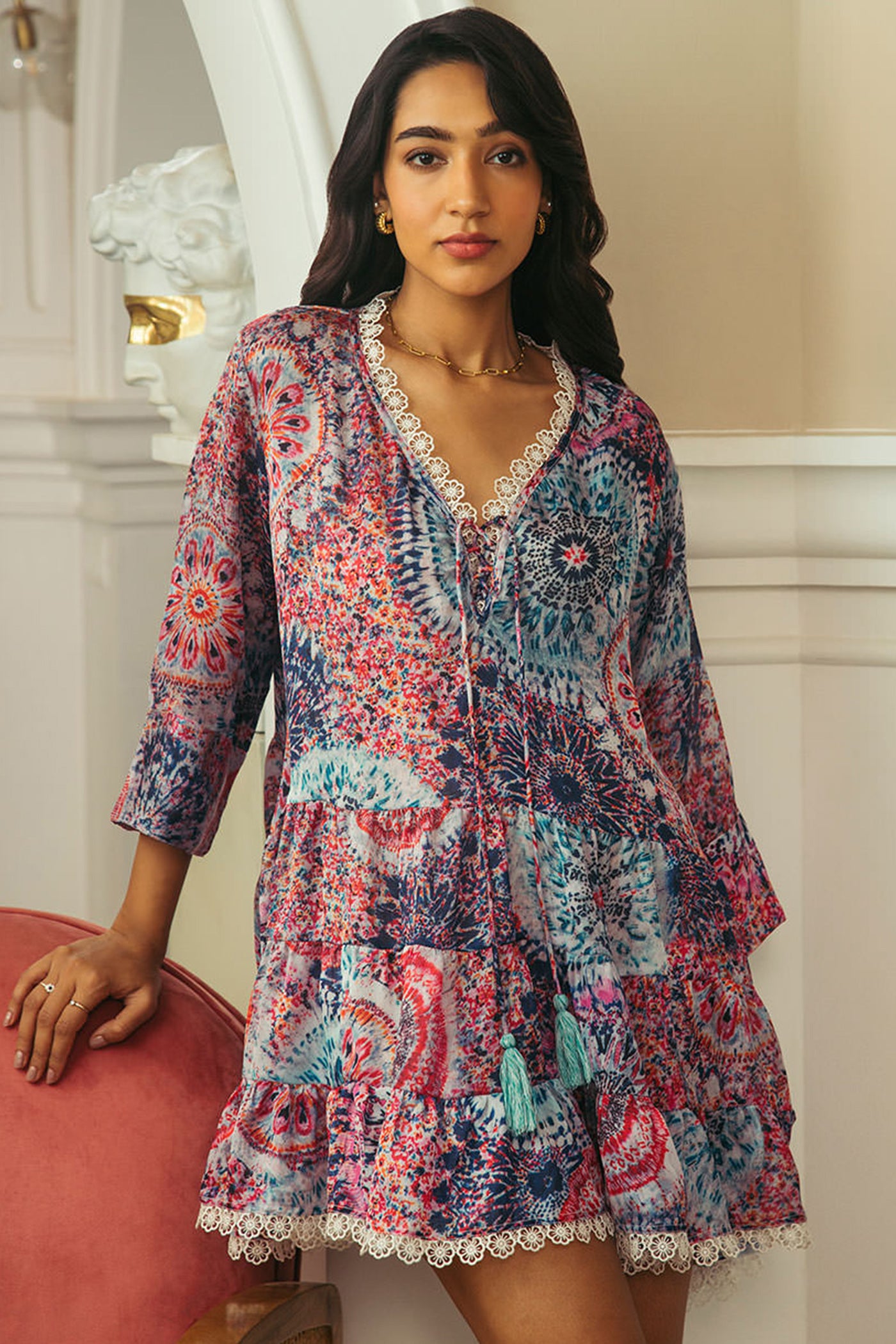 Giorgia Andriani In v neck tier dress