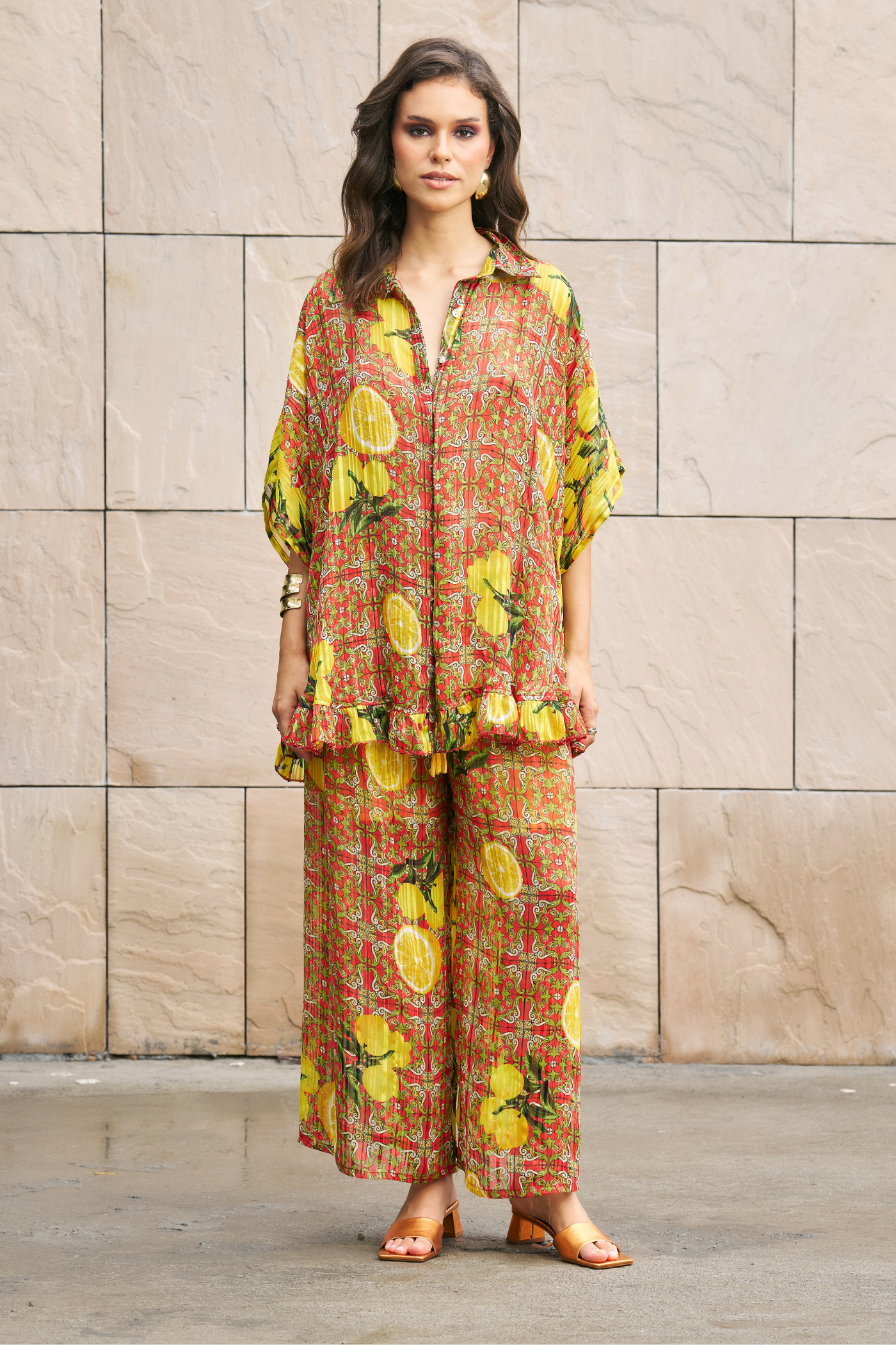 Avika Ghor In Citrus Breeze Palazzo Set