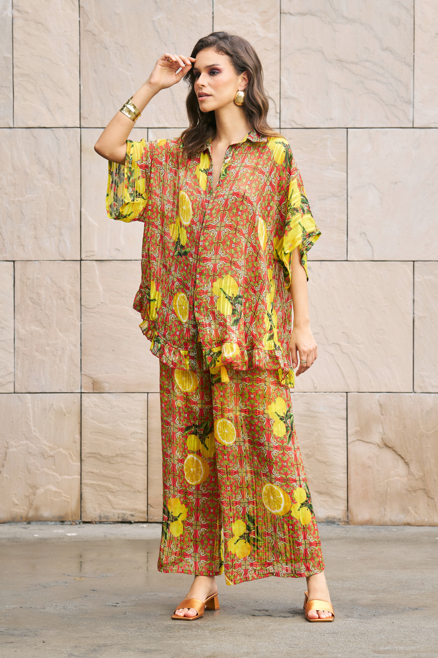 Avika Ghor In Citrus Breeze Palazzo Set