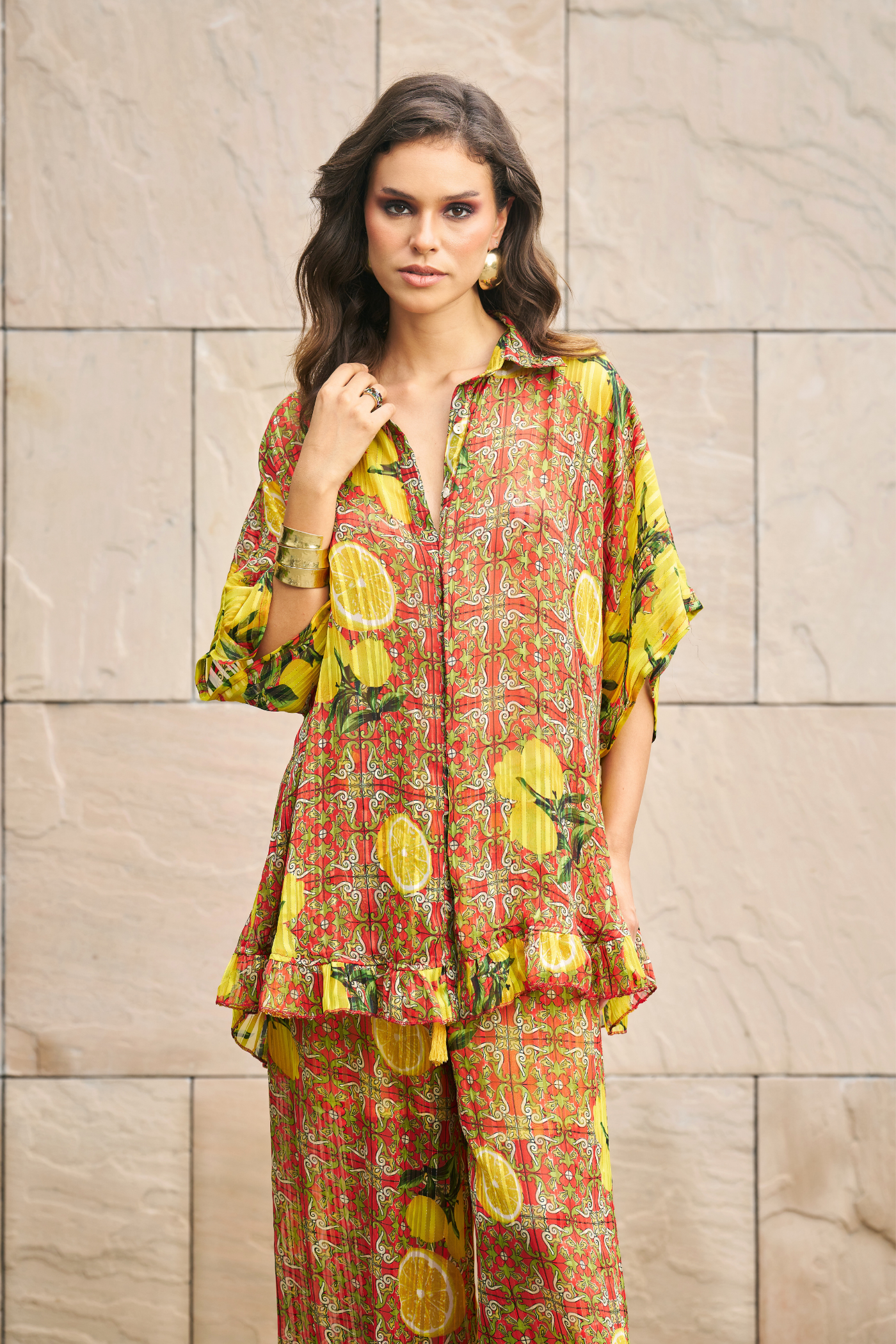 Avika Ghor In Citrus Breeze Palazzo Set
