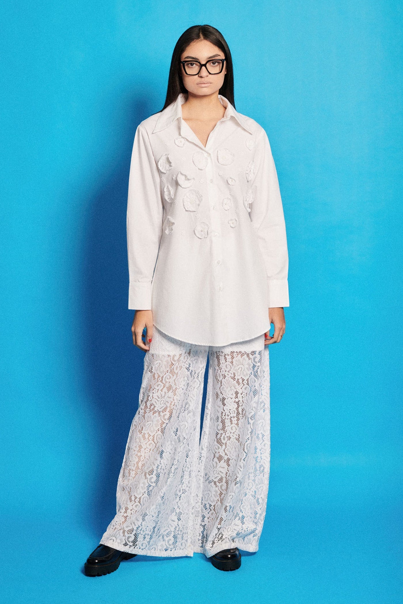 Patchwork Shirt With Lacy Pants