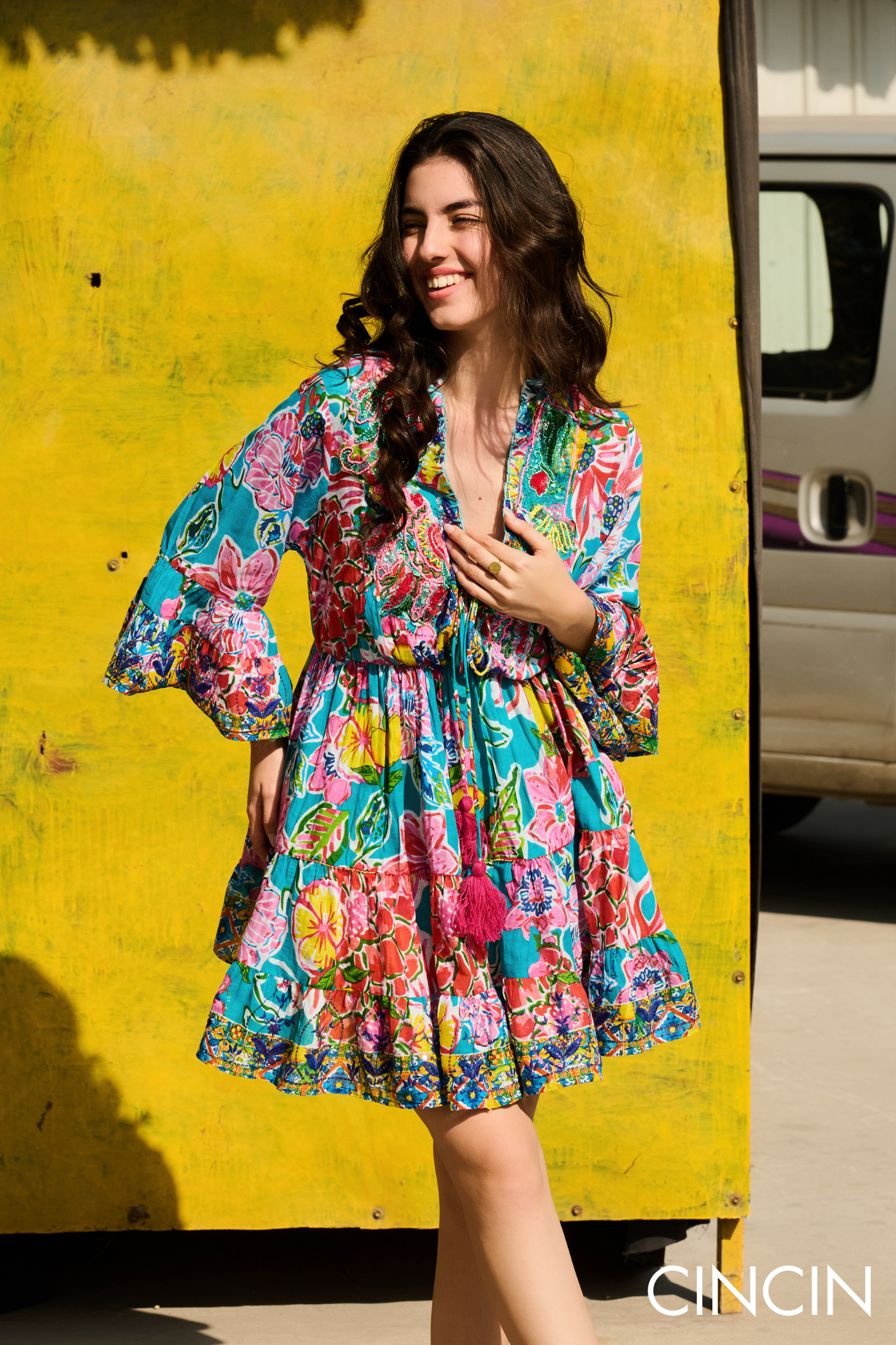 Nyraa Bannerjee In Wildflower Whisper Embroidered Mini Dress