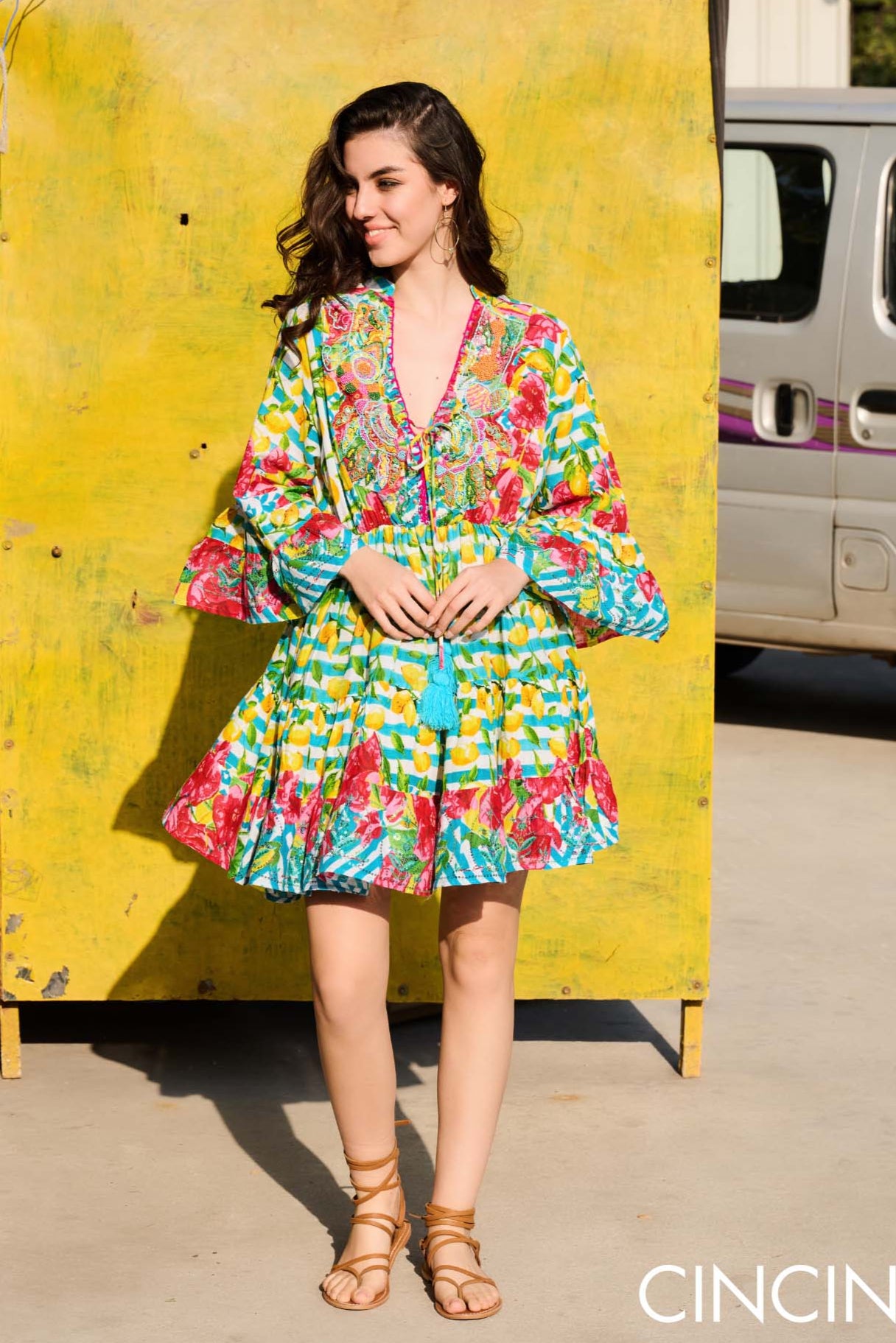 Linear Embroidered Bloom dress