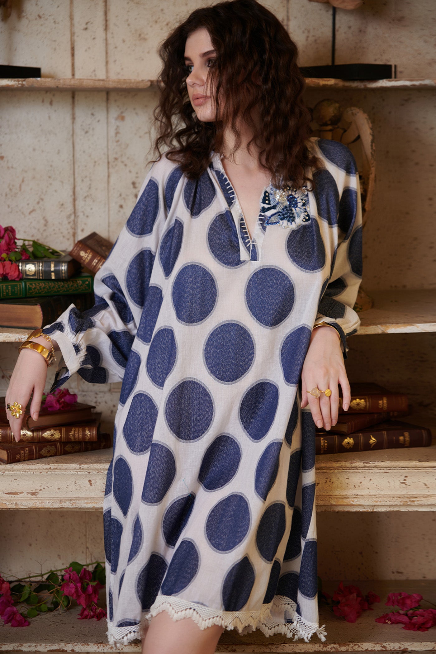 Shivani Lalwani In Printed Polka Dot Straight Mini Dress