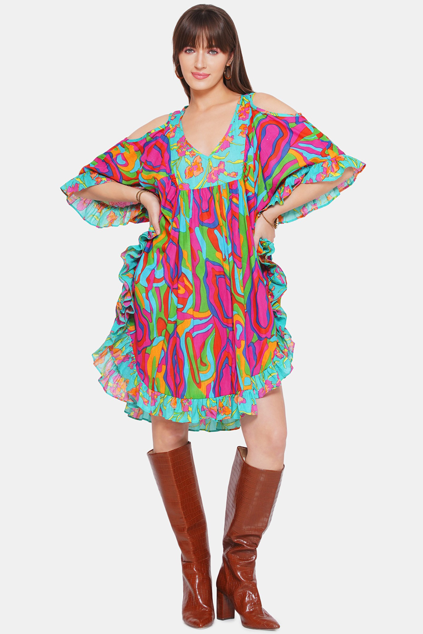 COLD SHOULDER SHORT KAFTAN