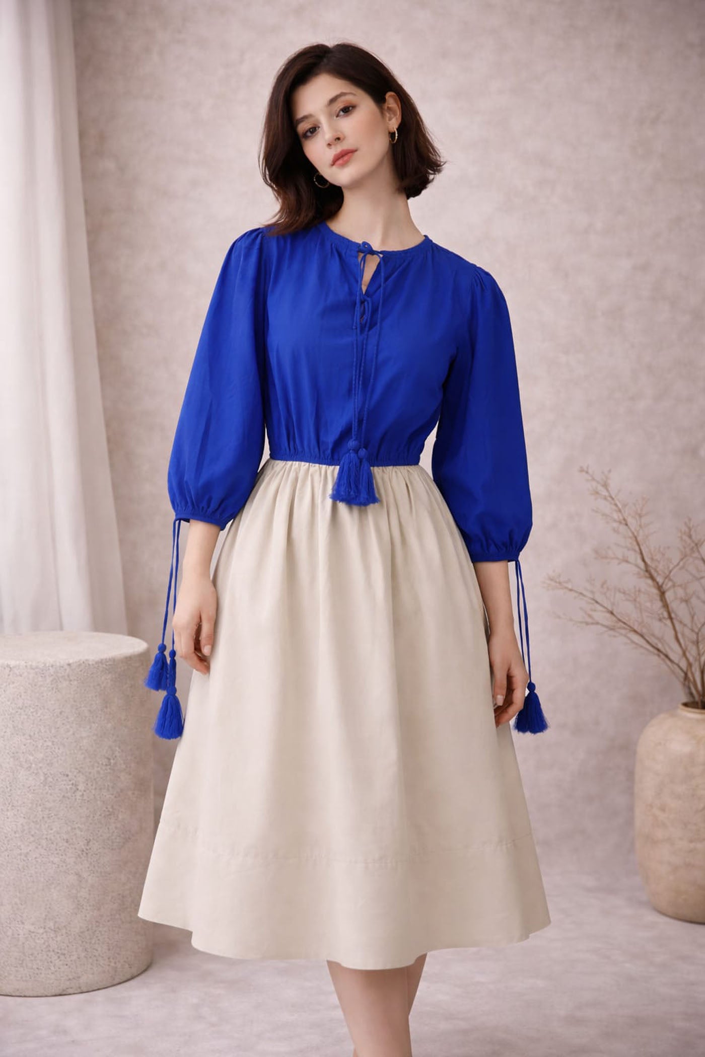 Azure Tassel Waist Dress