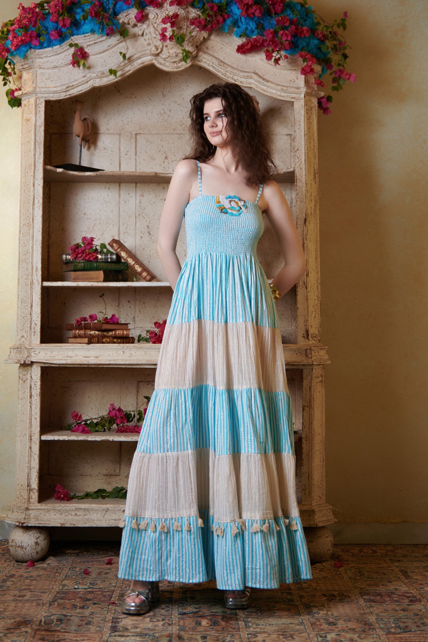 Gurneet Virdi In Pastel Smocking Tier Maxi Dress
