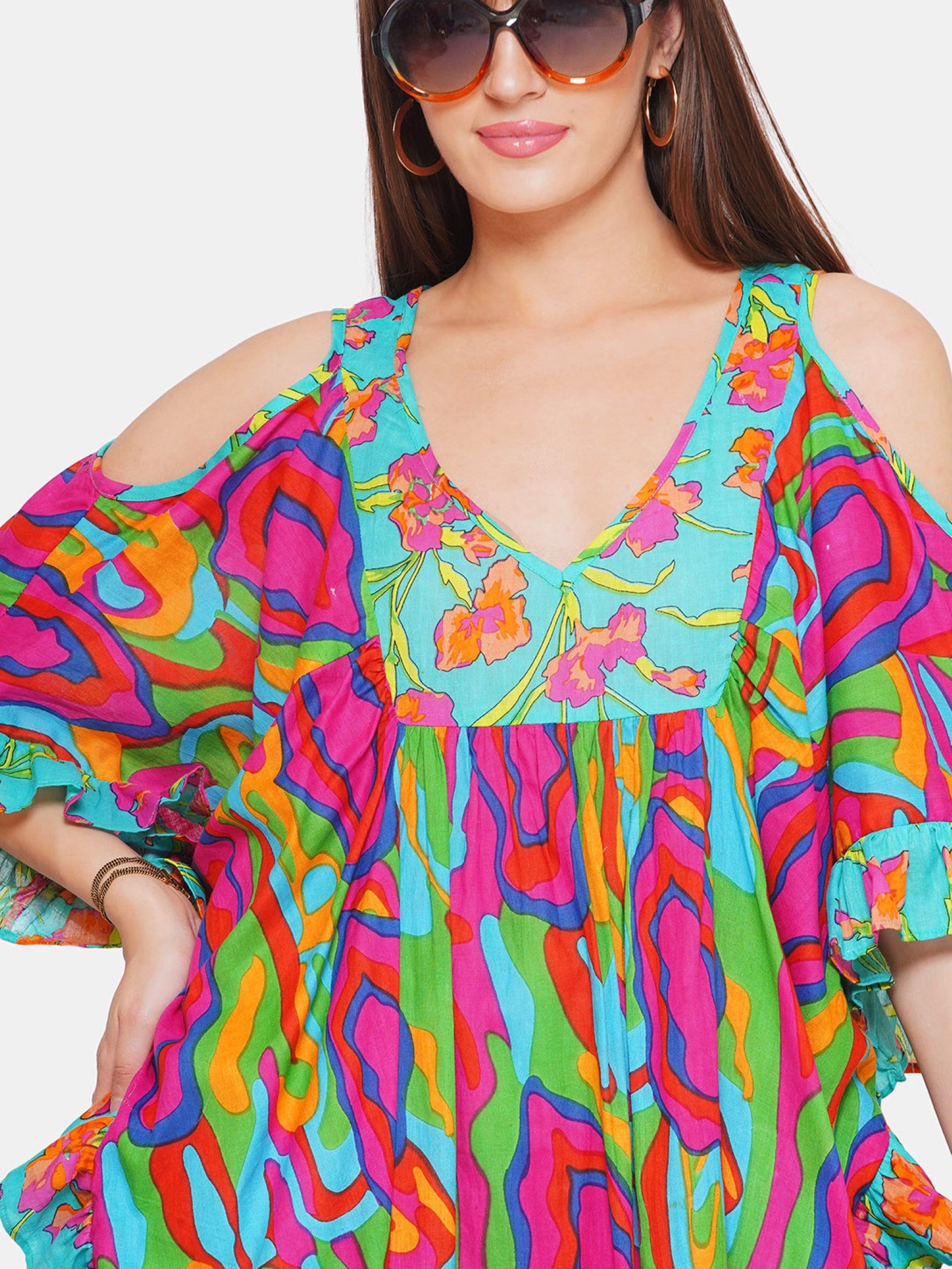 COLD SHOULDER SHORT KAFTAN