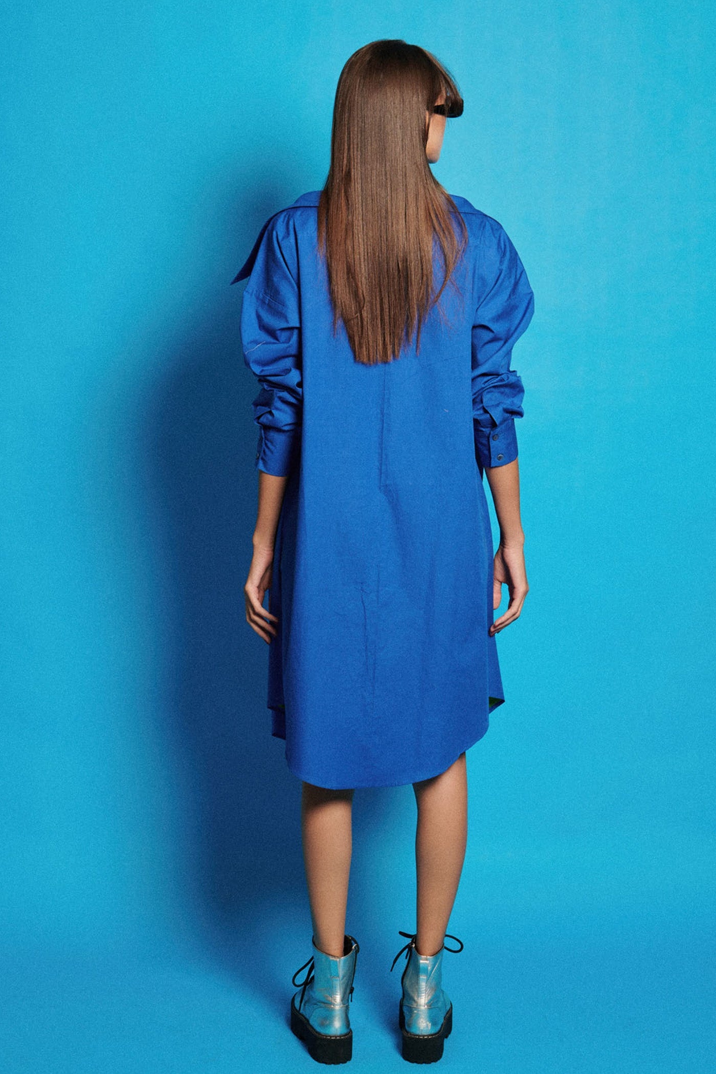 Tricolour Layered Shirt Dress