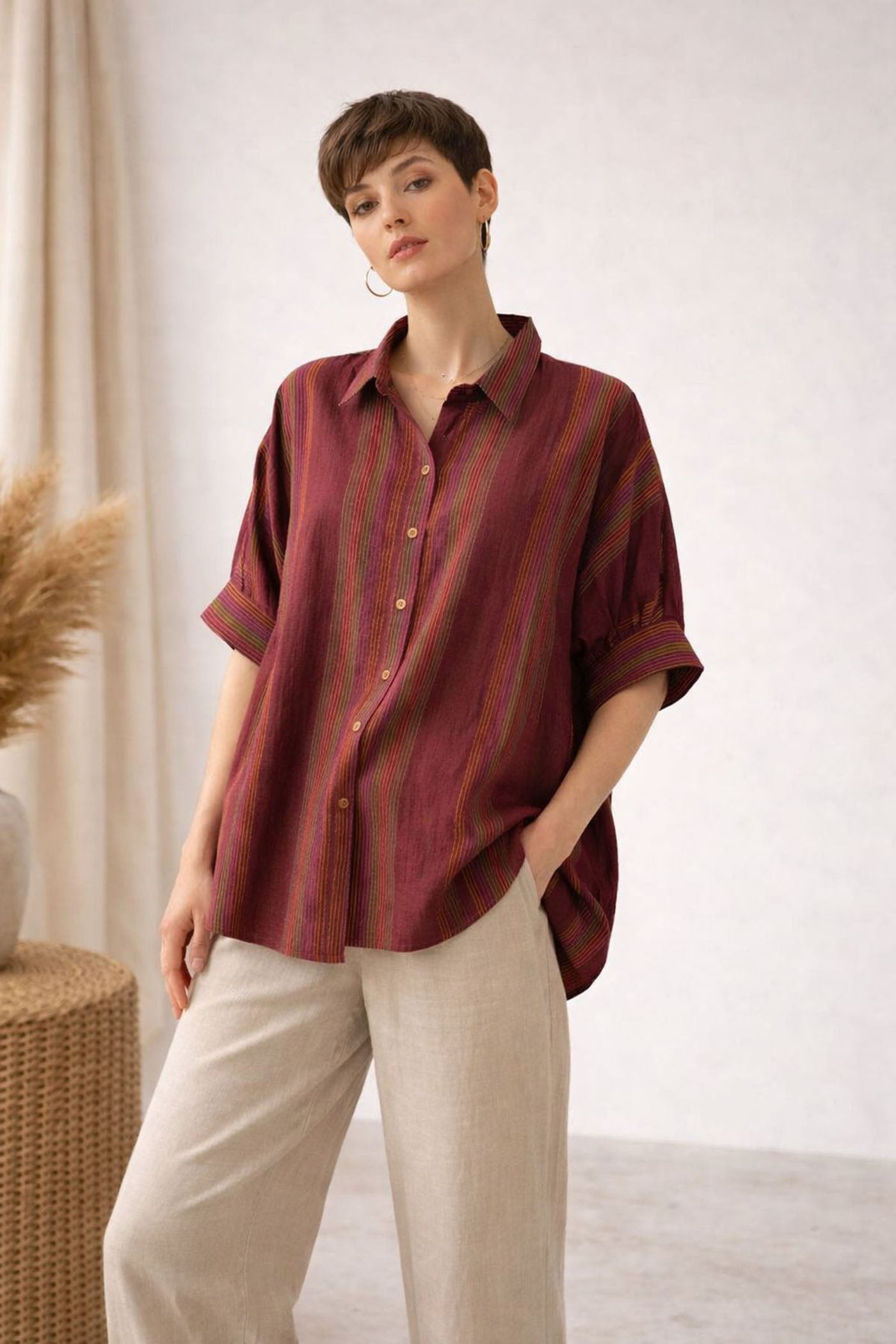 Rust Stripe Relaxed Shirt