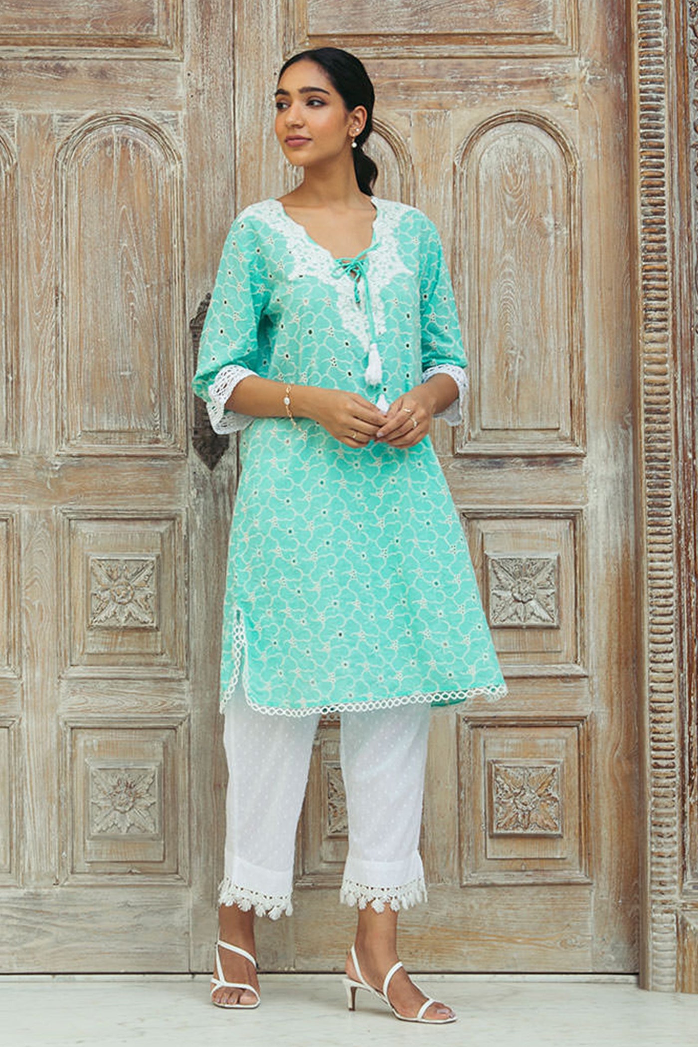 schiffly kurta and pant set