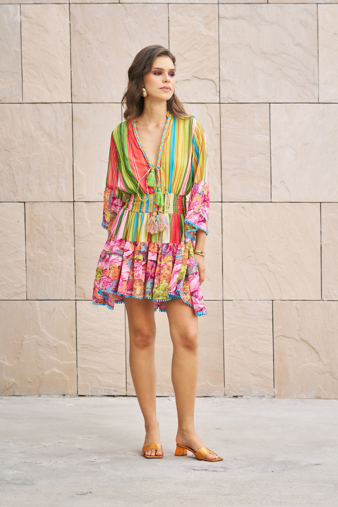 Avika Ghor In Printed V Neck Skater Dress