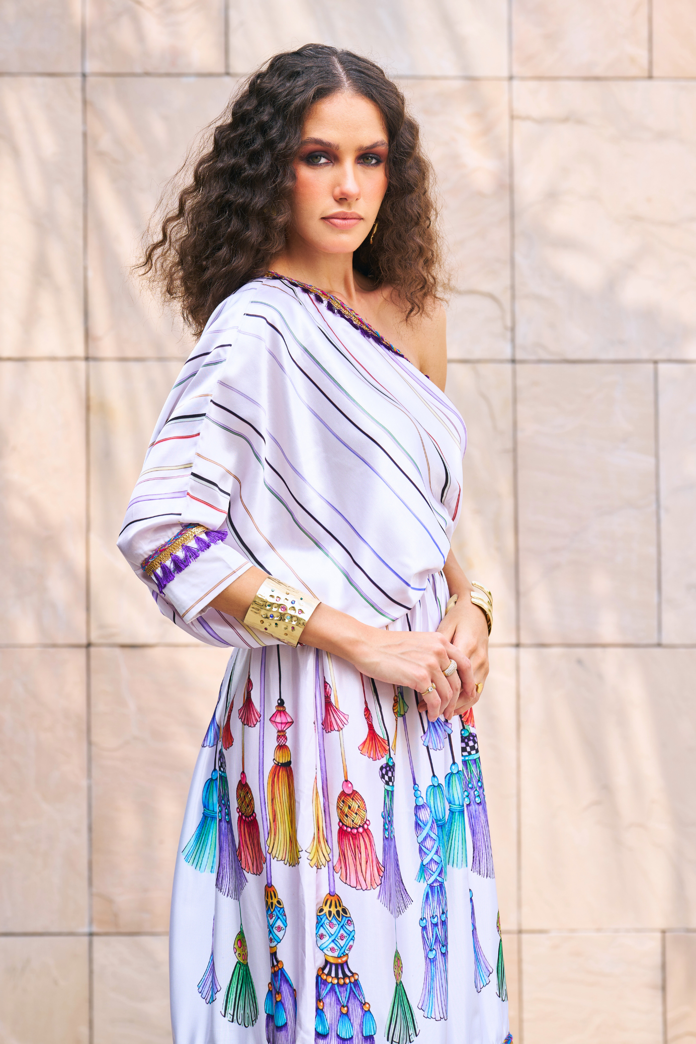 DIGANGANA SURYAVANSHI In Printed One Shoulder Maxi Dress