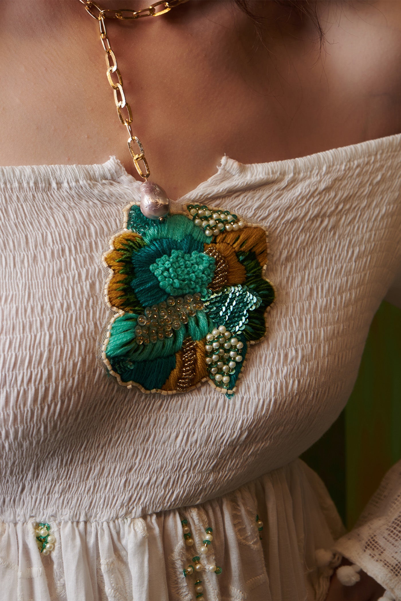 Creme A Line Square Neck Mini Dress