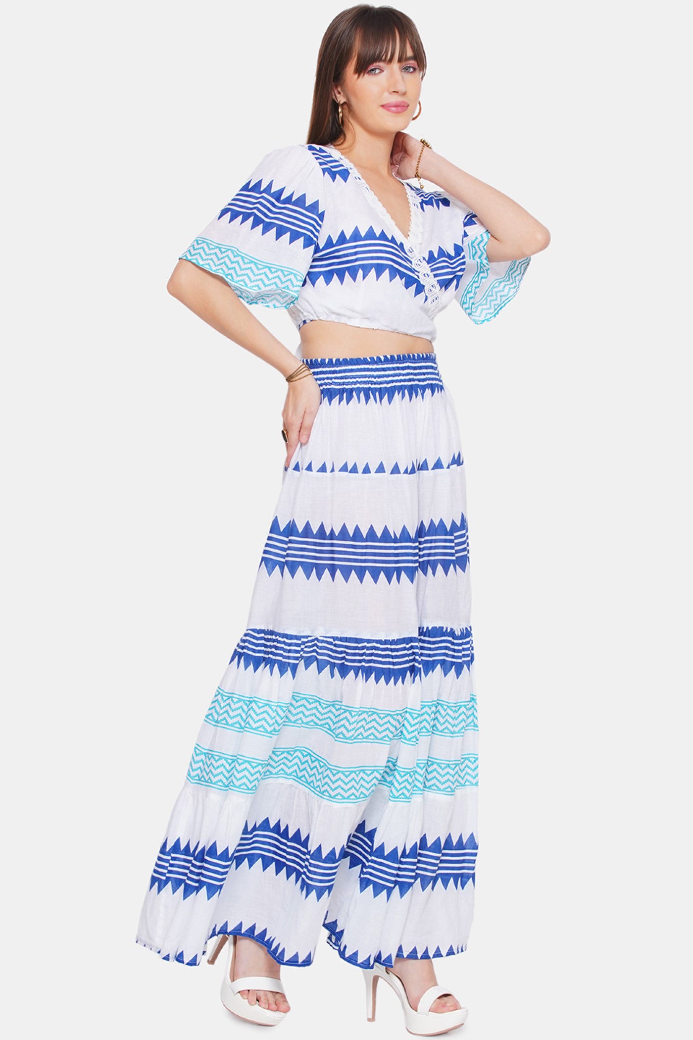 Geometrical Print Skirt Set