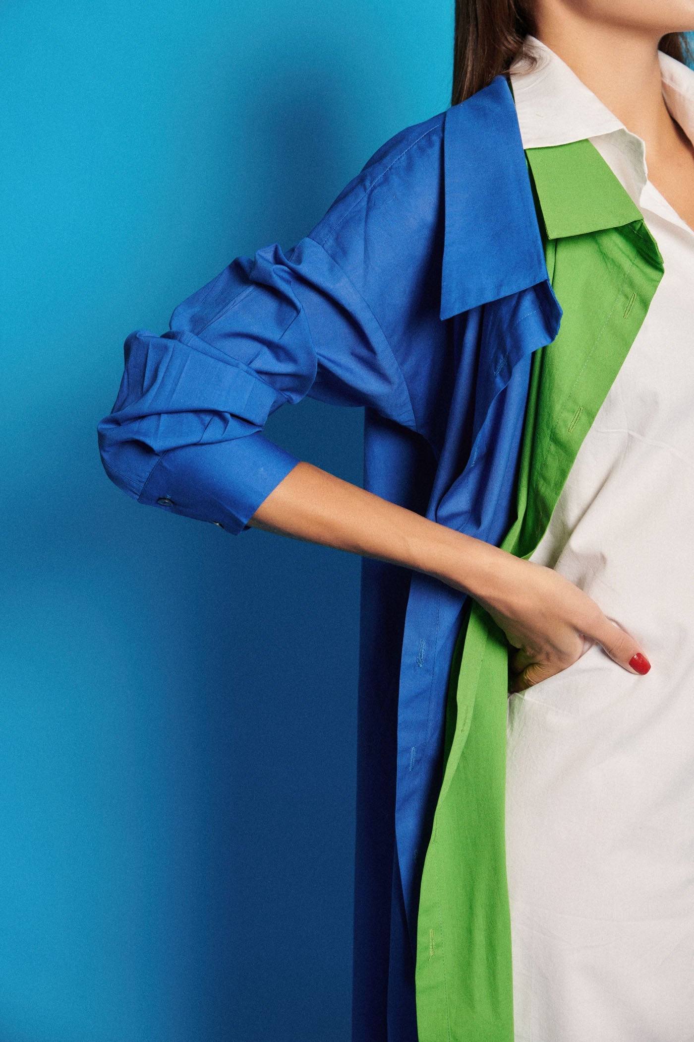 Tricolour Layered Shirt Dress