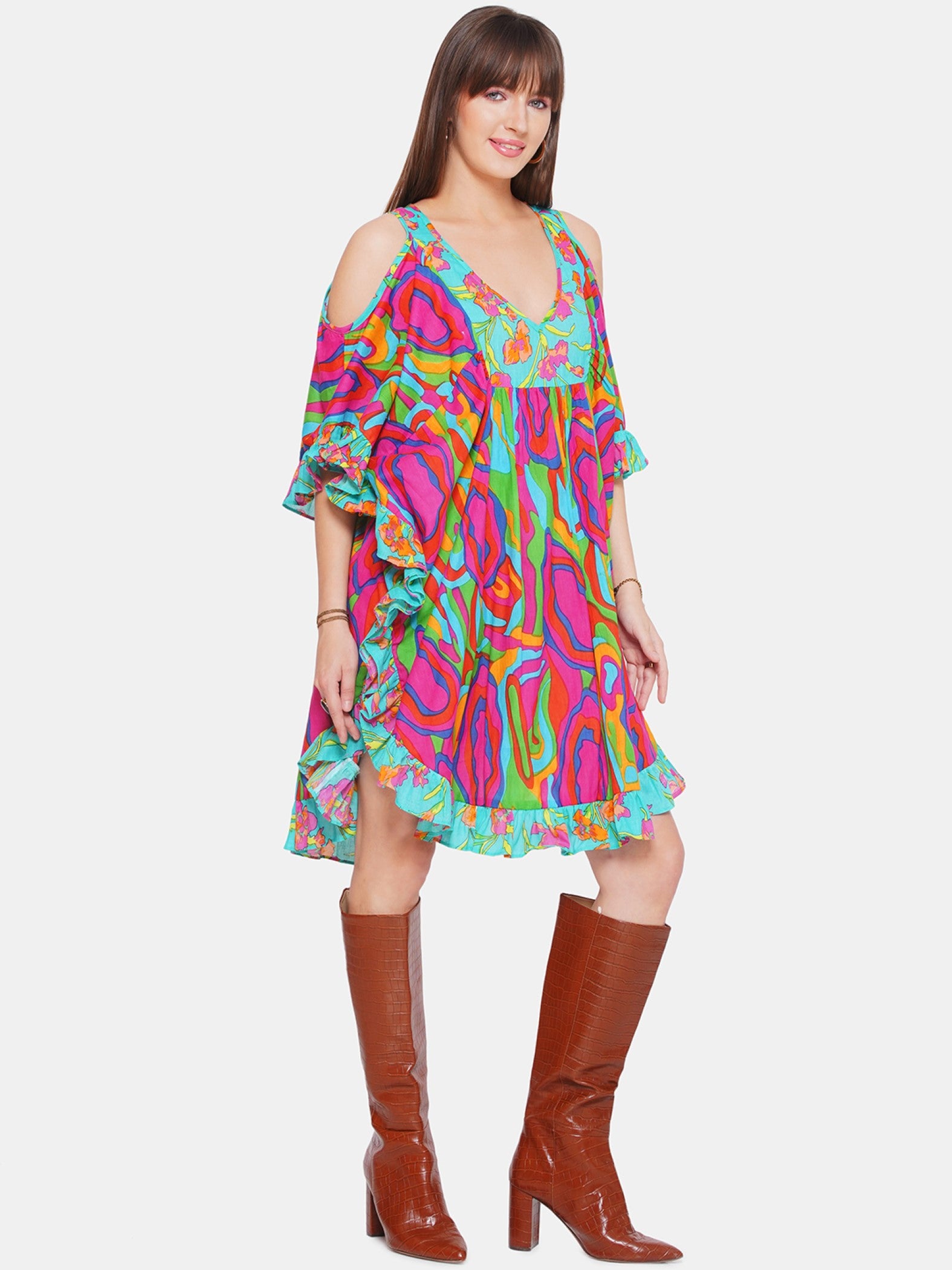 COLD SHOULDER SHORT KAFTAN