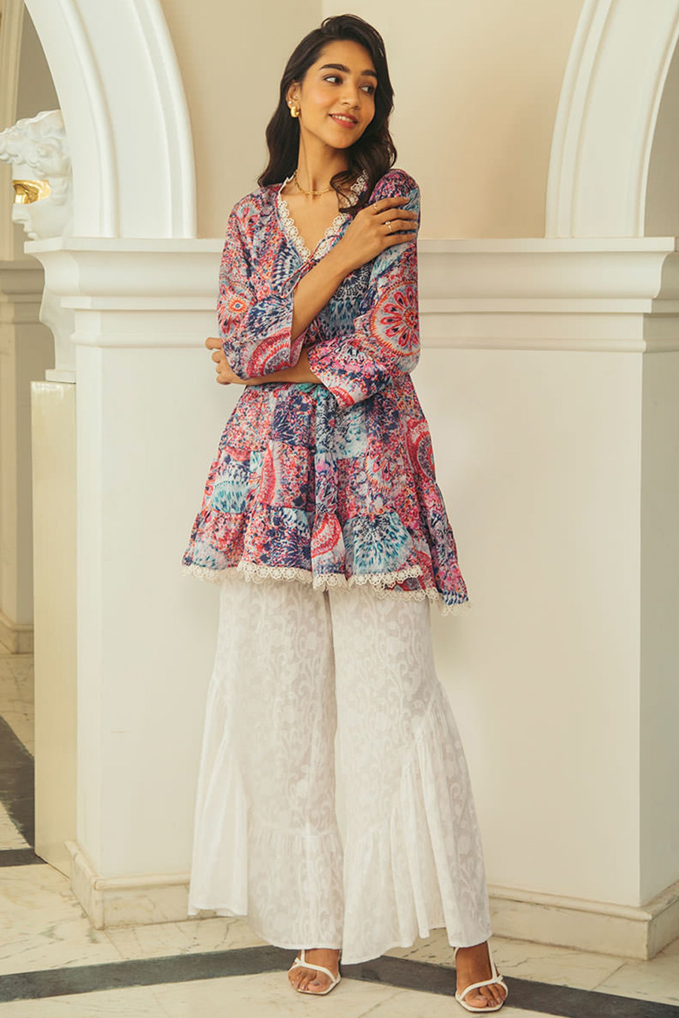 Giorgia Andriani In v neck tier dress