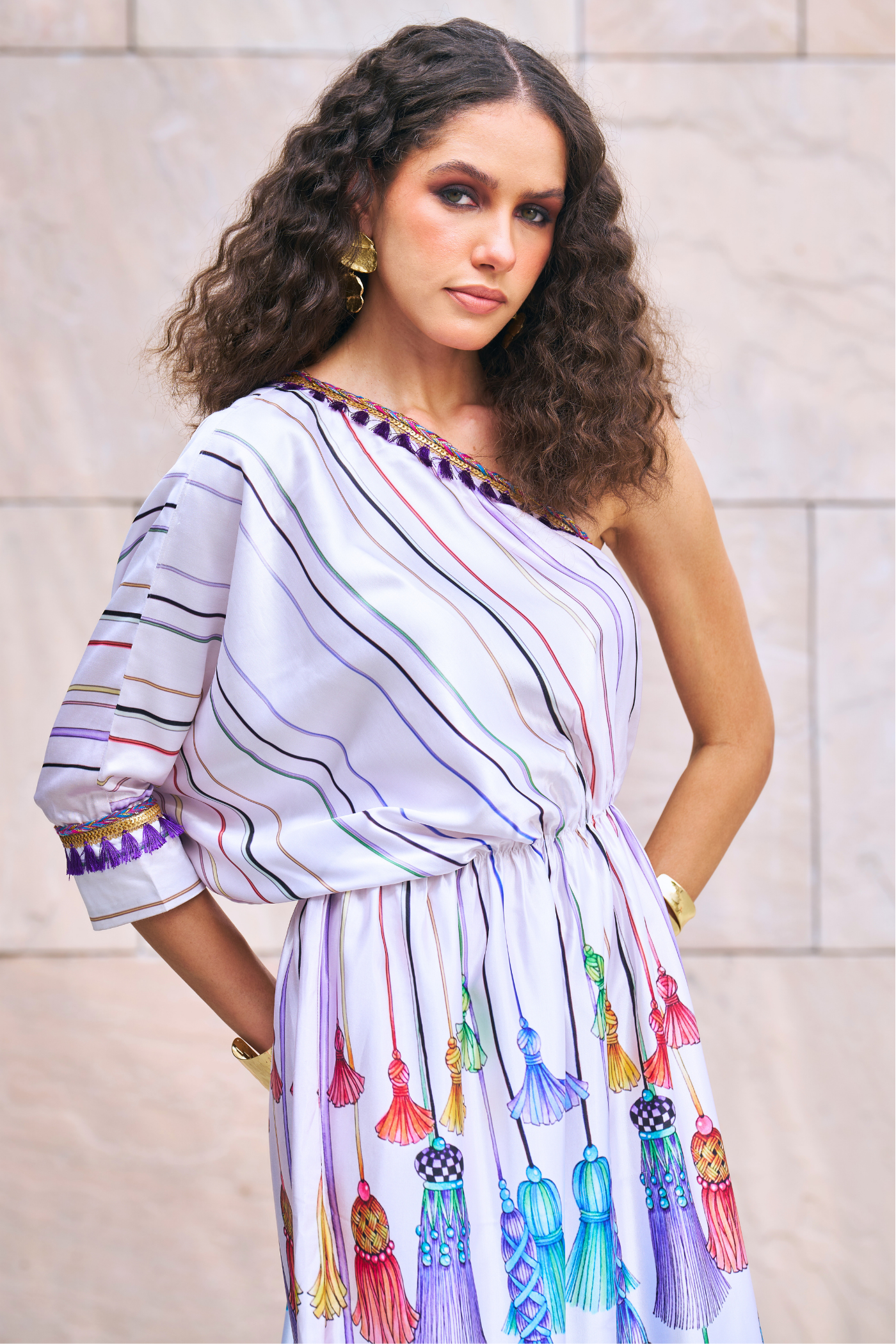 DIGANGANA SURYAVANSHI In Printed One Shoulder Maxi Dress