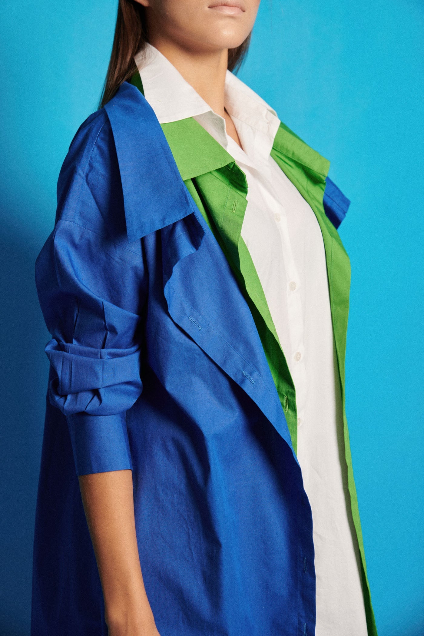 Tricolour Layered Shirt Dress