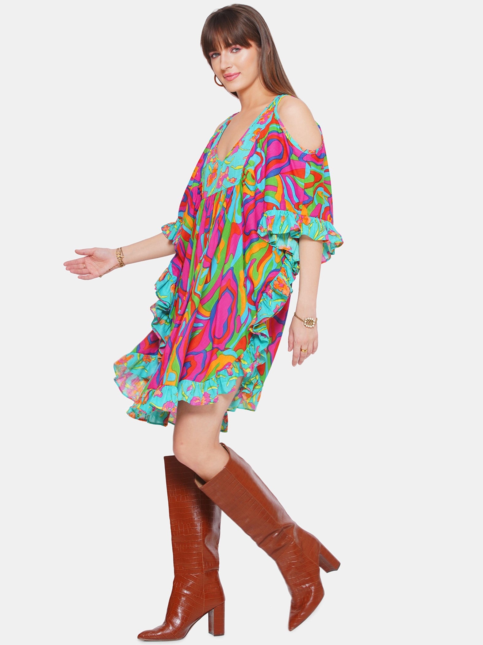 COLD SHOULDER SHORT KAFTAN