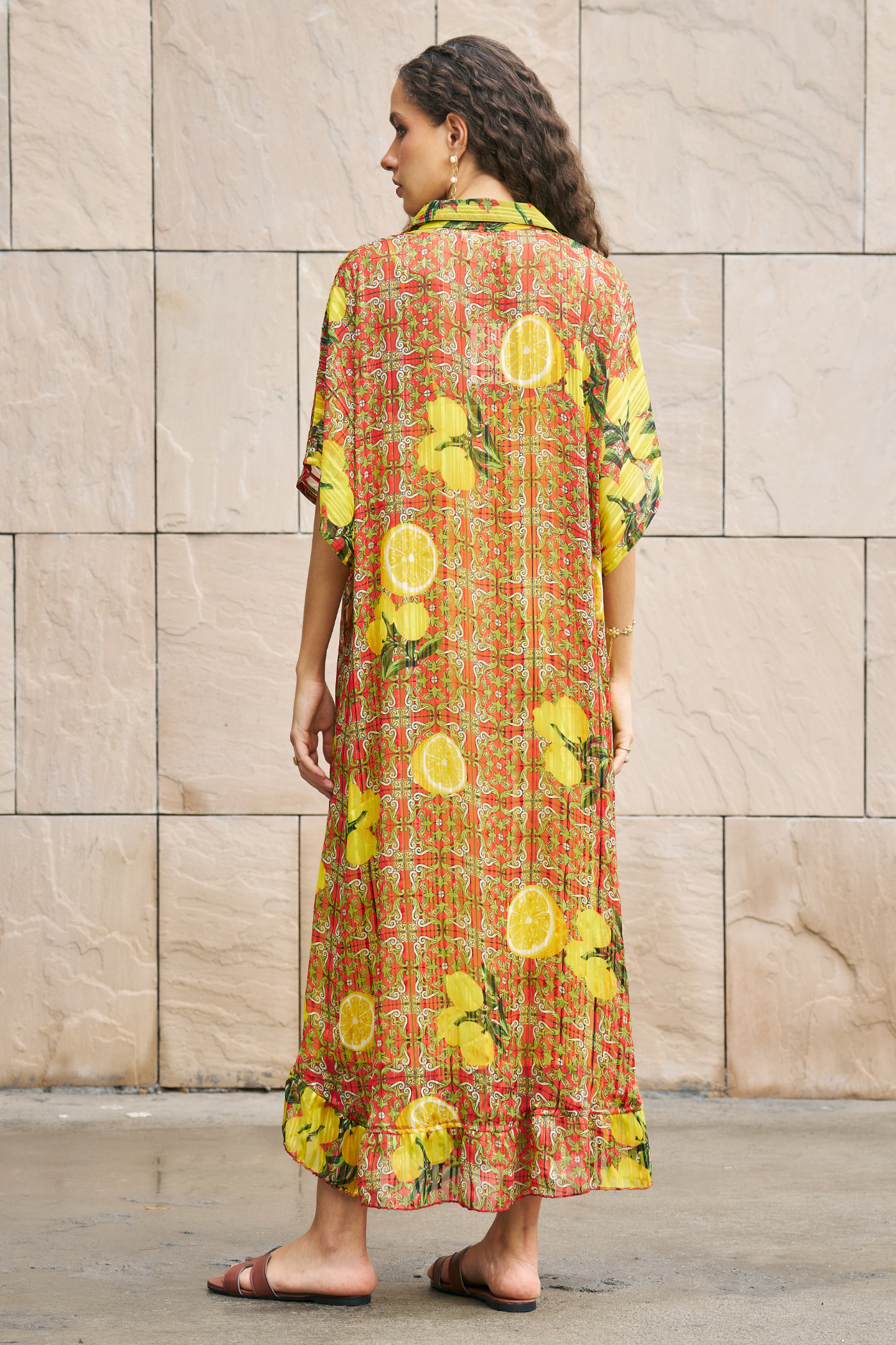 Citrus Breeze Maxi Shirt Dress
