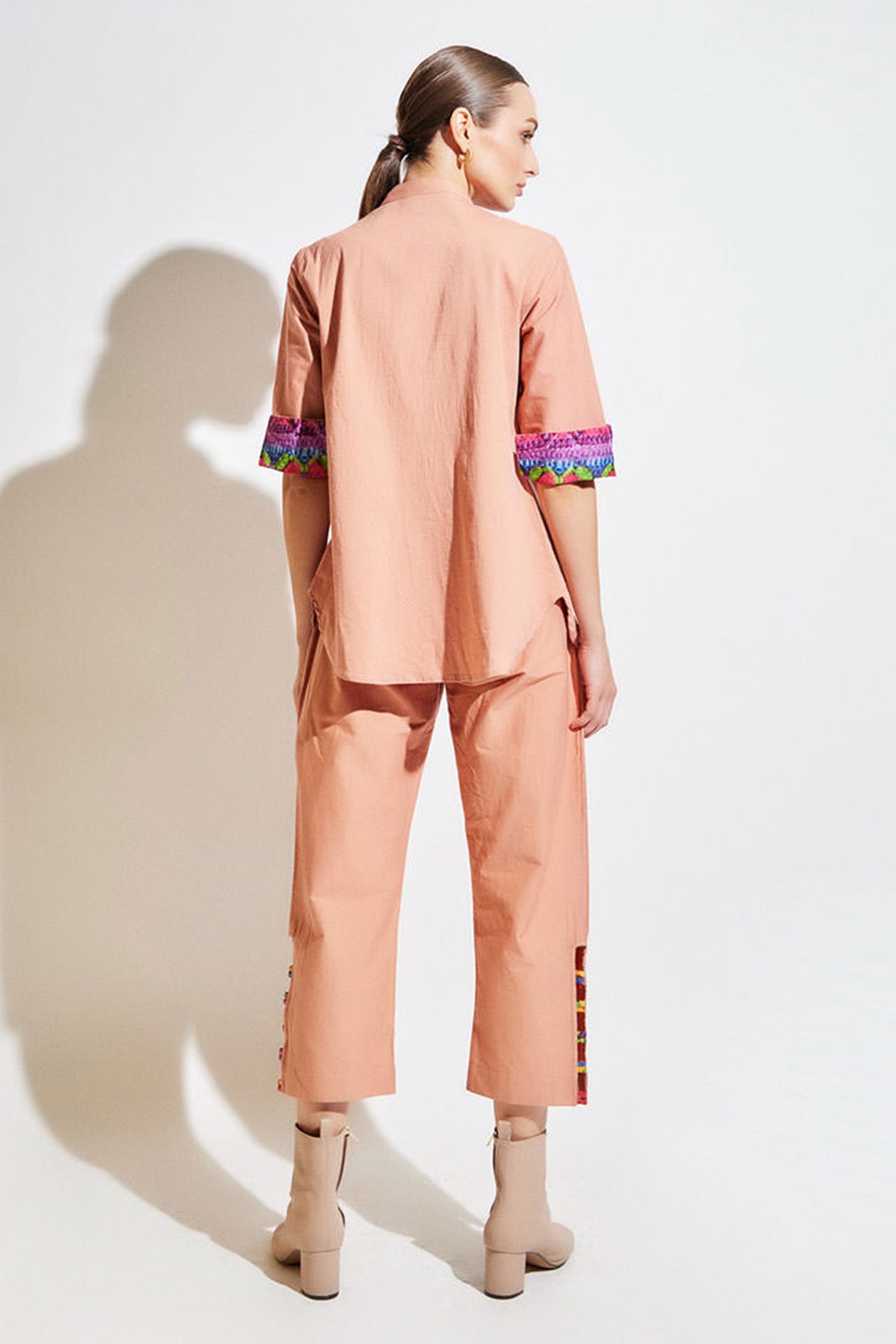 embroidered coord set with facing