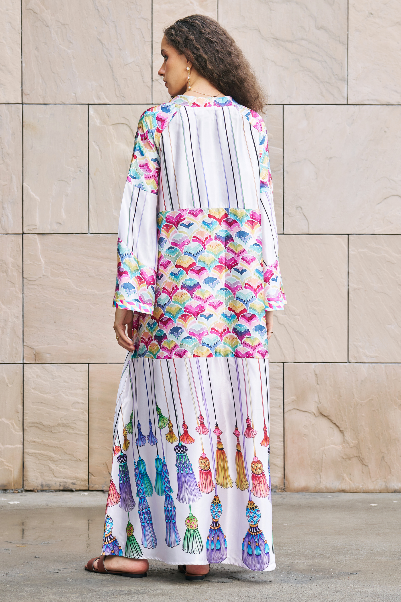 Tassle Printed A- Line Maxi Dress