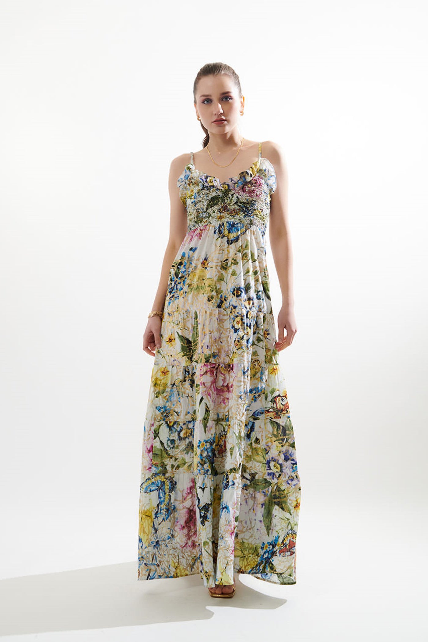 printed smoky tier dress