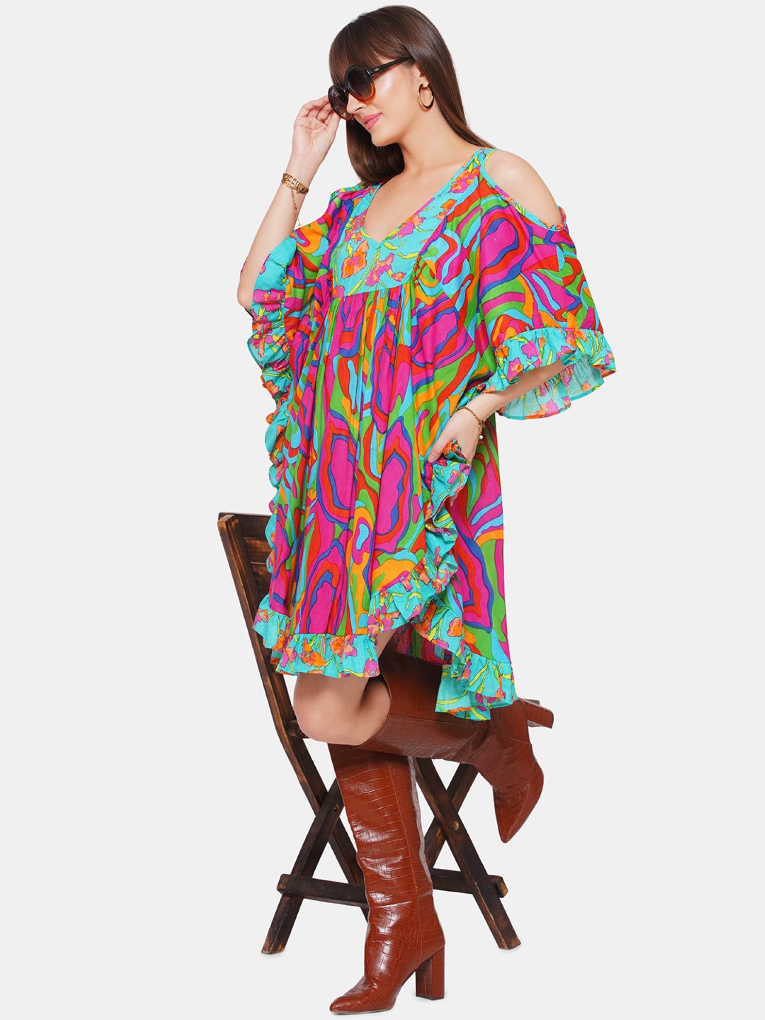 COLD SHOULDER SHORT KAFTAN