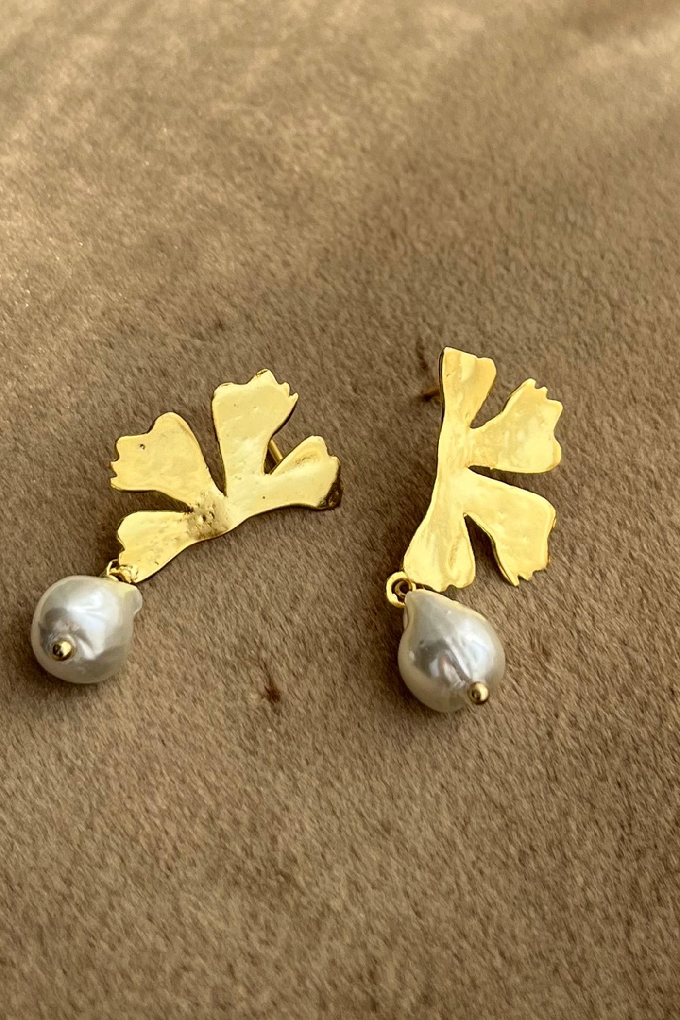 Golden Bloom Baroque Pearl Earrings - Main Image