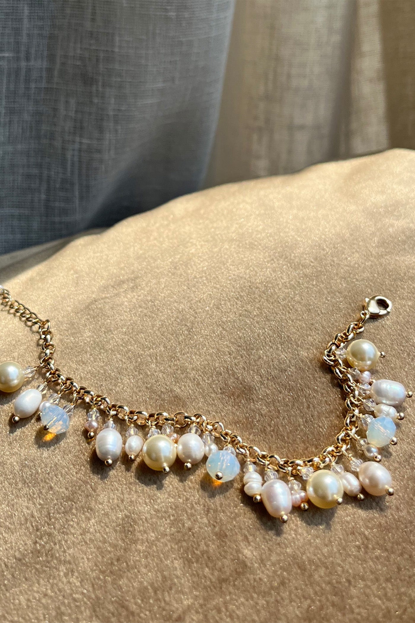 Golden Pearl Charm Bracelet