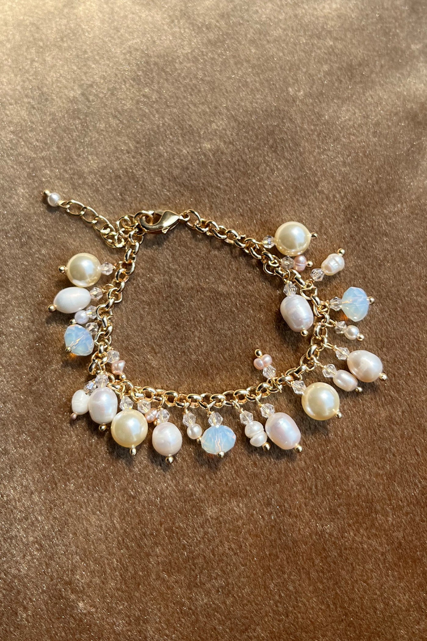 Golden Pearl Charm Bracelet