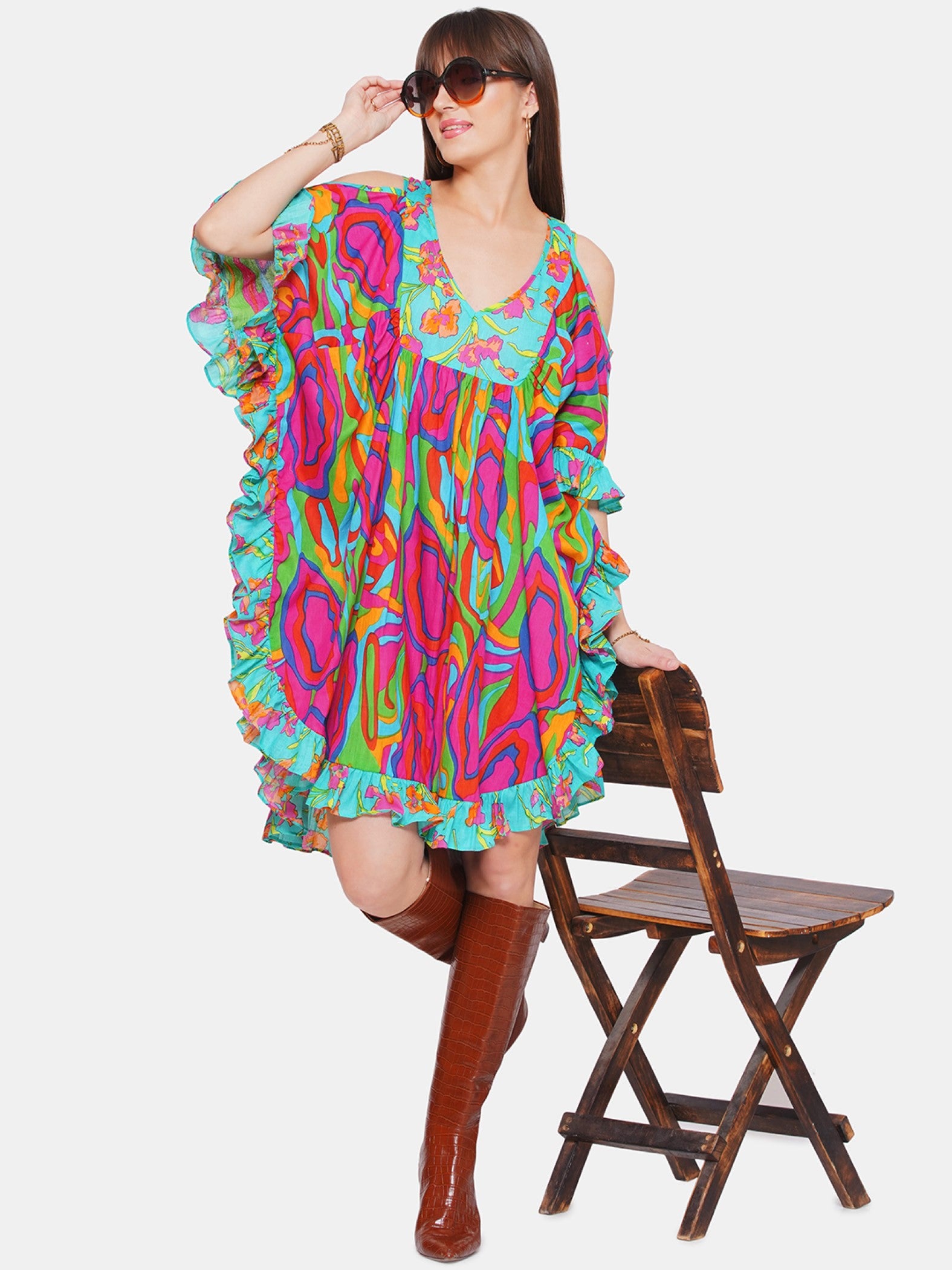COLD SHOULDER SHORT KAFTAN