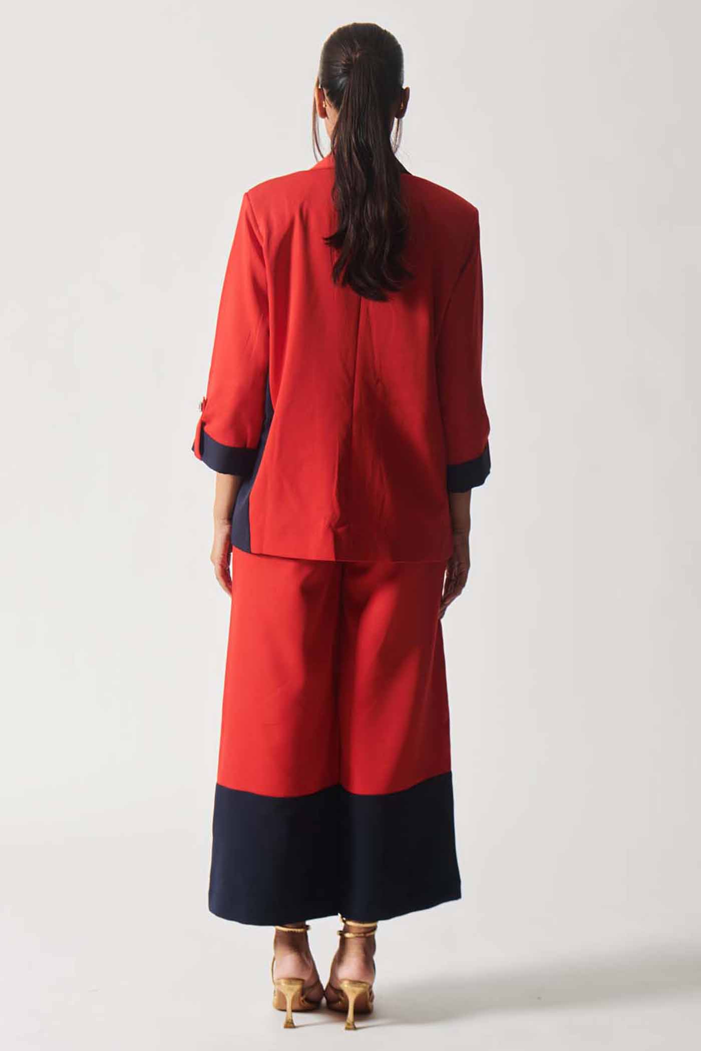 Dipti Dhillion In Navy And Crimson Power Suit