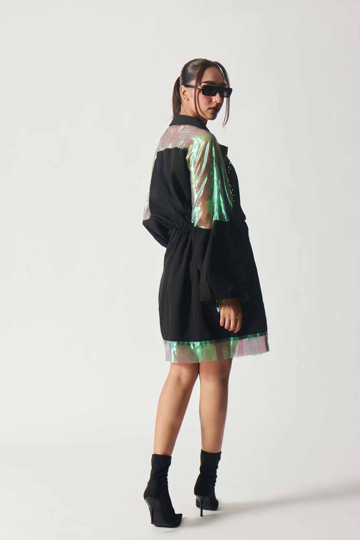 Holographic Noir Dress