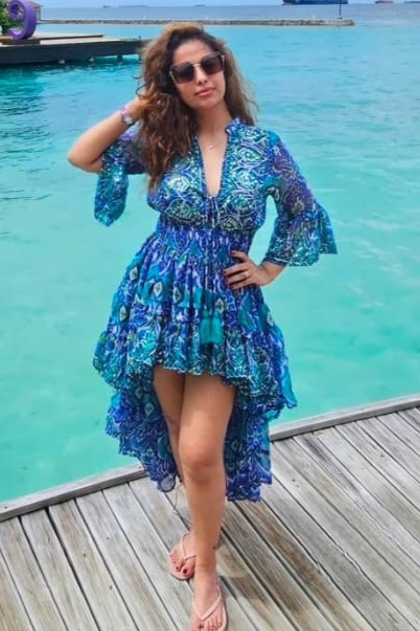 Avika Ghor In Blue Cascade Tail Dress
