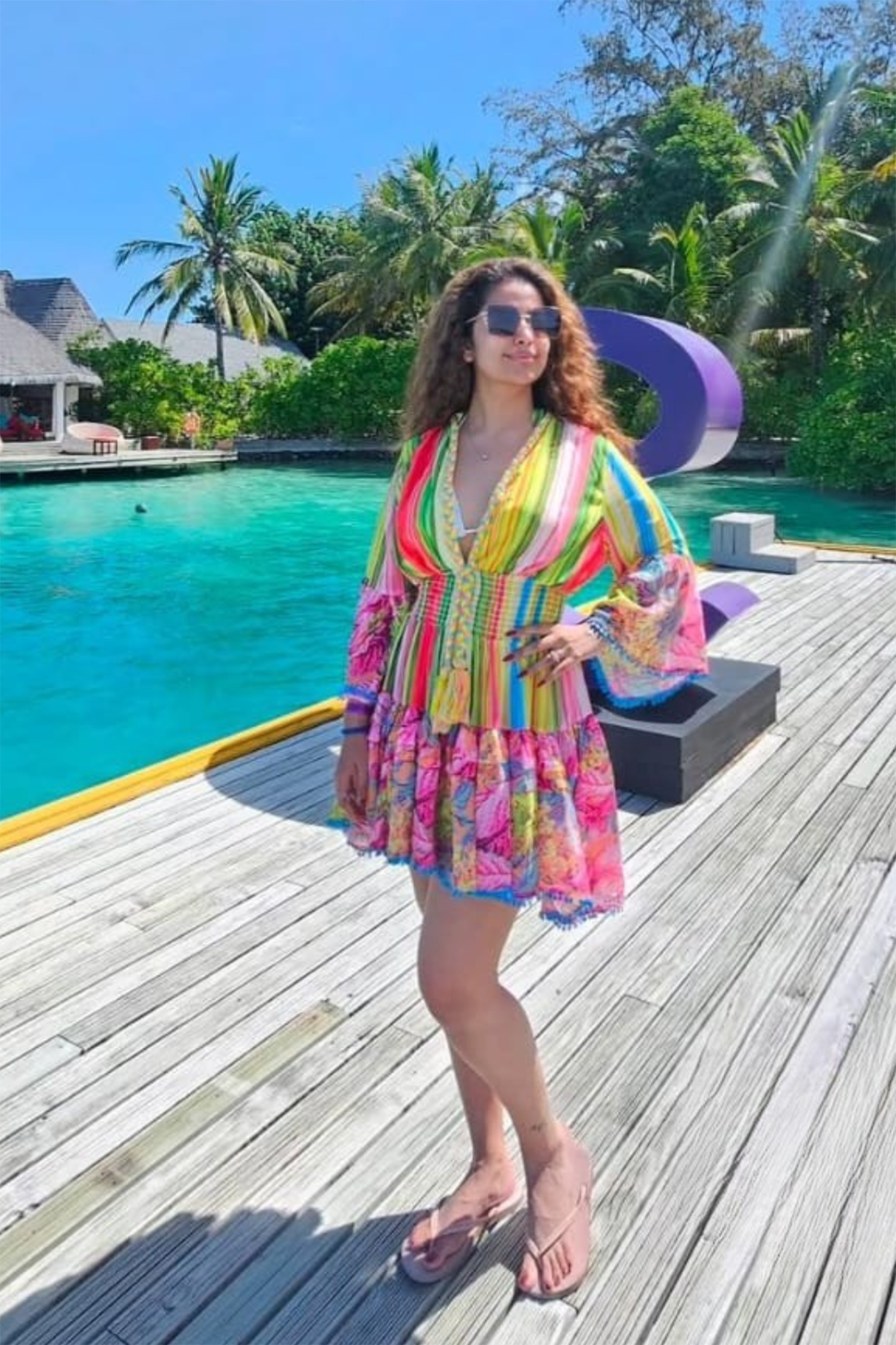 Avika Ghor In Printed V Neck Skater Dress
