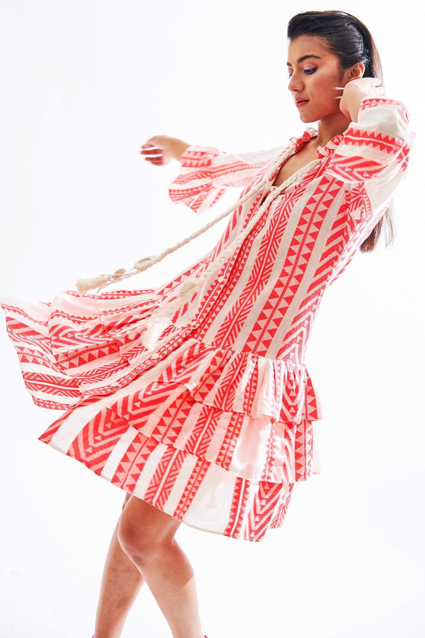 Hina Khan In braided tussle tier dress
