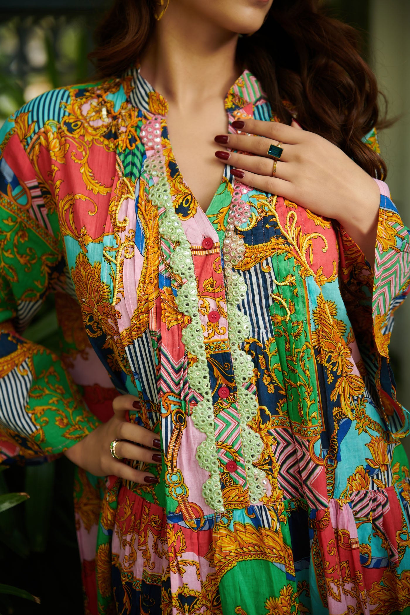Multicolor printed A line mini dress