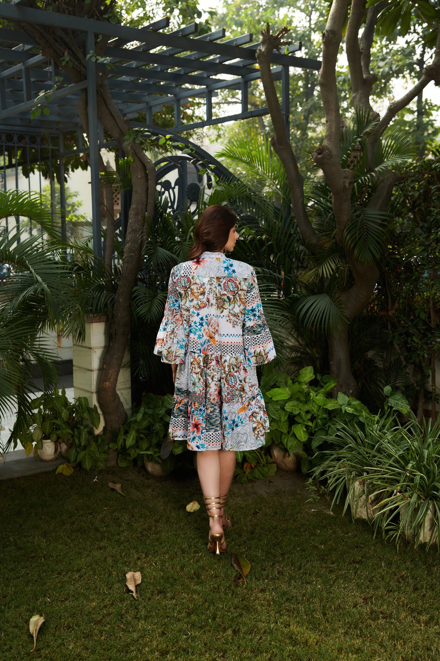 Printed A Line short dress