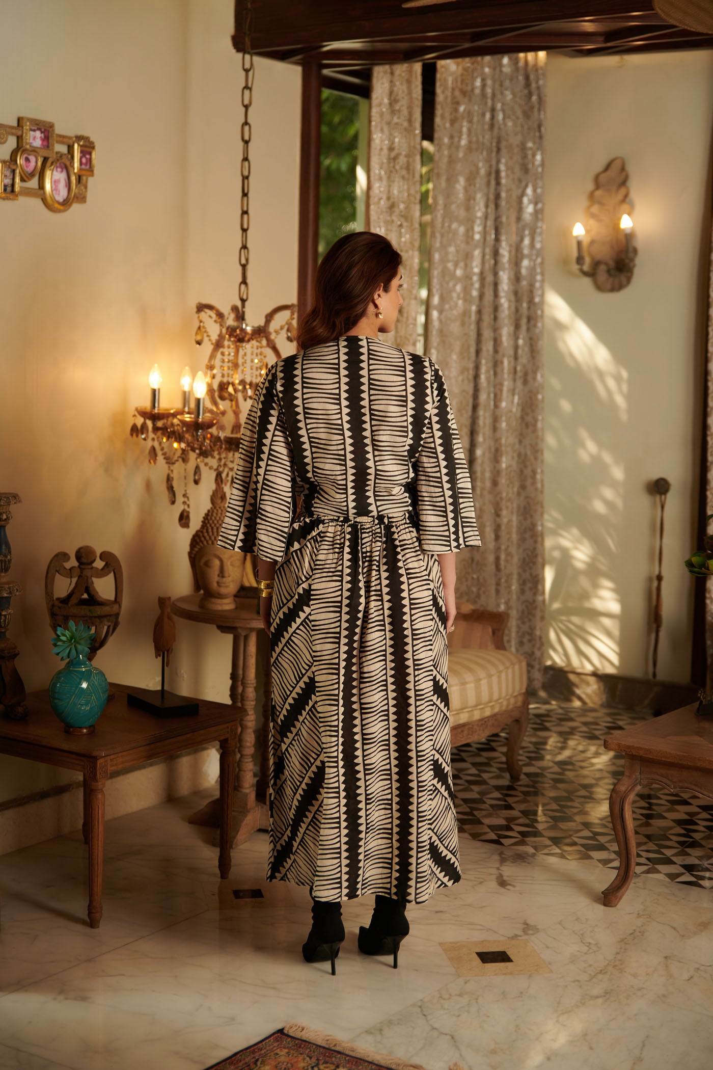 Zebra line printed wrap on top with a line skirt
