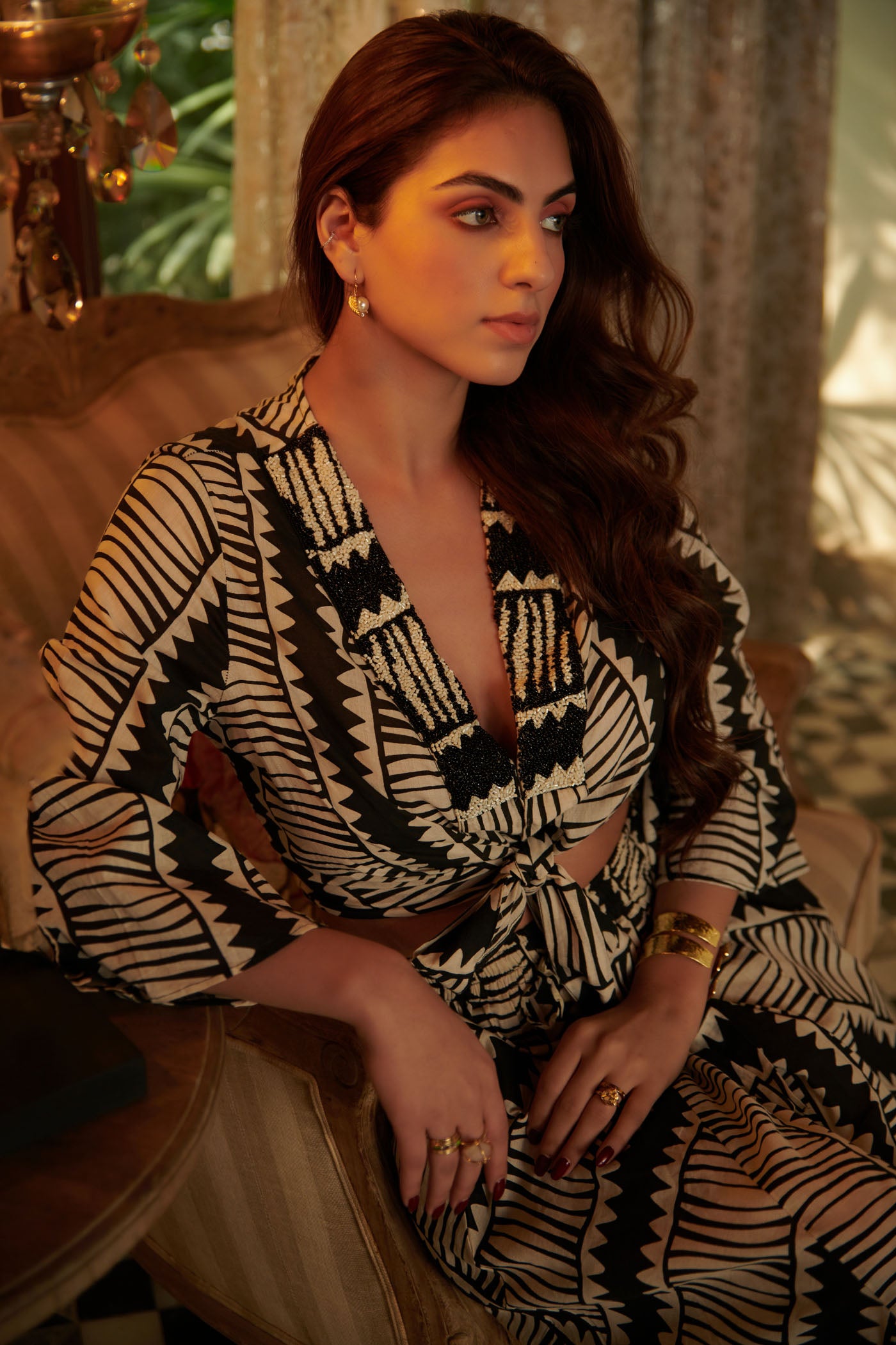 Zebra line printed wrap on top with a line skirt