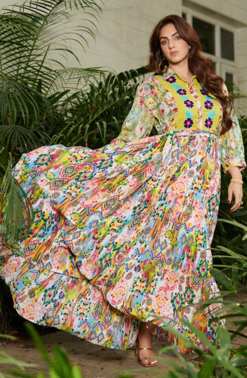 Multicolor Printed floral maxi dress