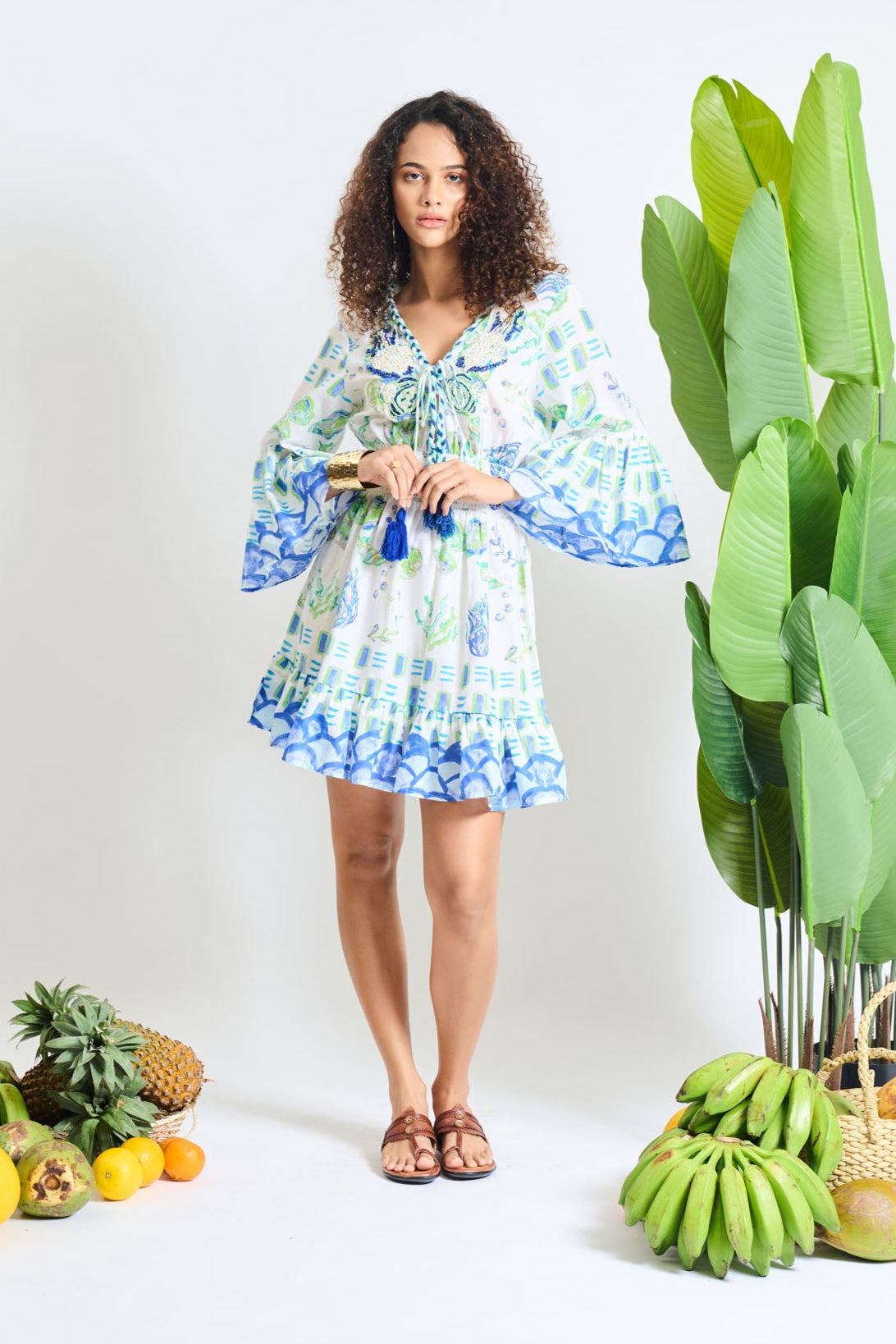 AVIKA GHOR In Skylar Floral Tassel Tie Mini Dress