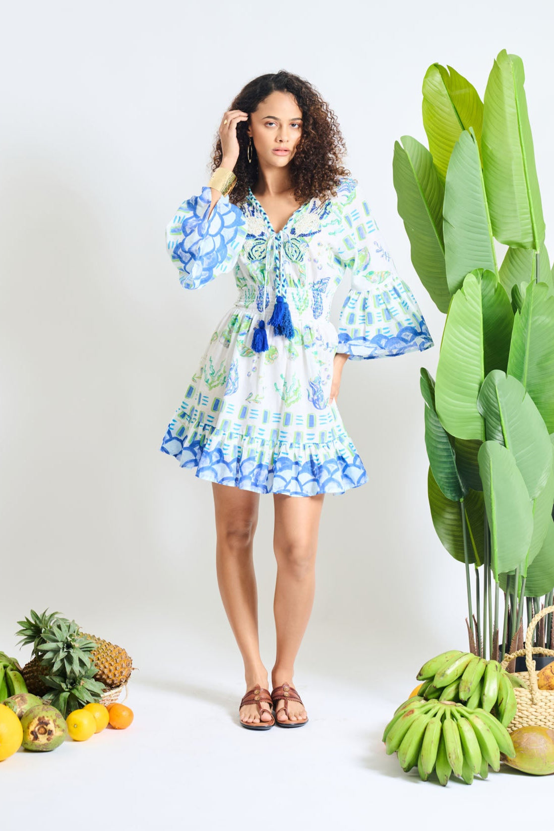 AVIKA GHOR In Skylar Floral Tassel Tie Mini Dress