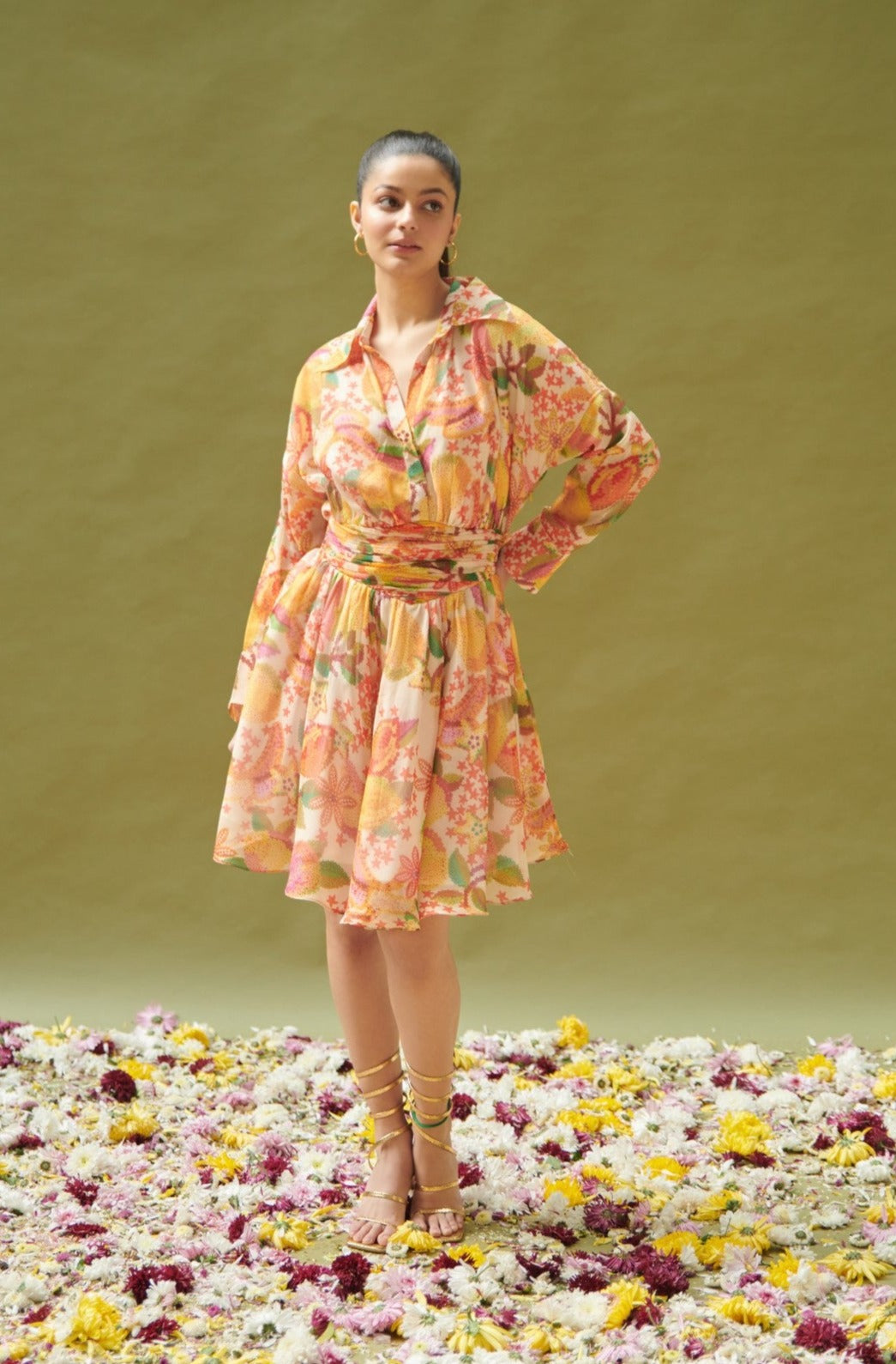 Printed Midi Shirt Skater Dress