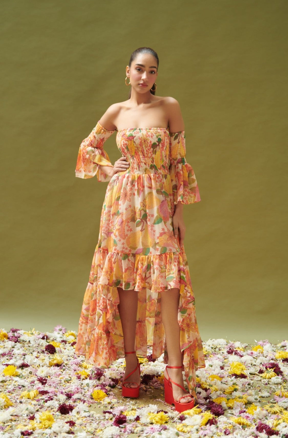 Printed High Low Tube Dress