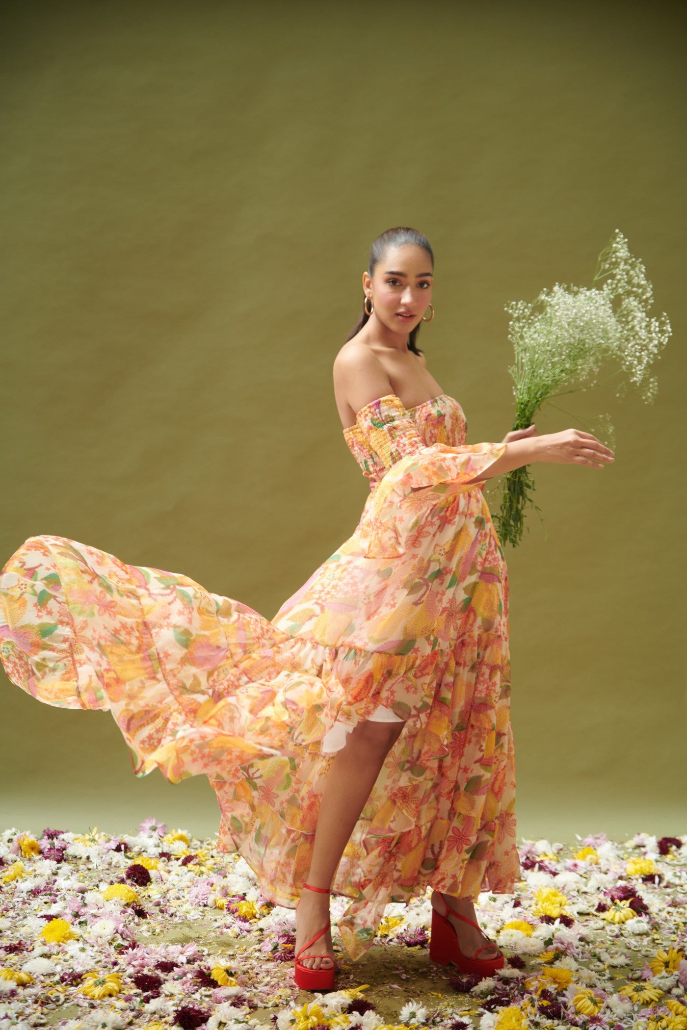 Printed High Low Tube Dress