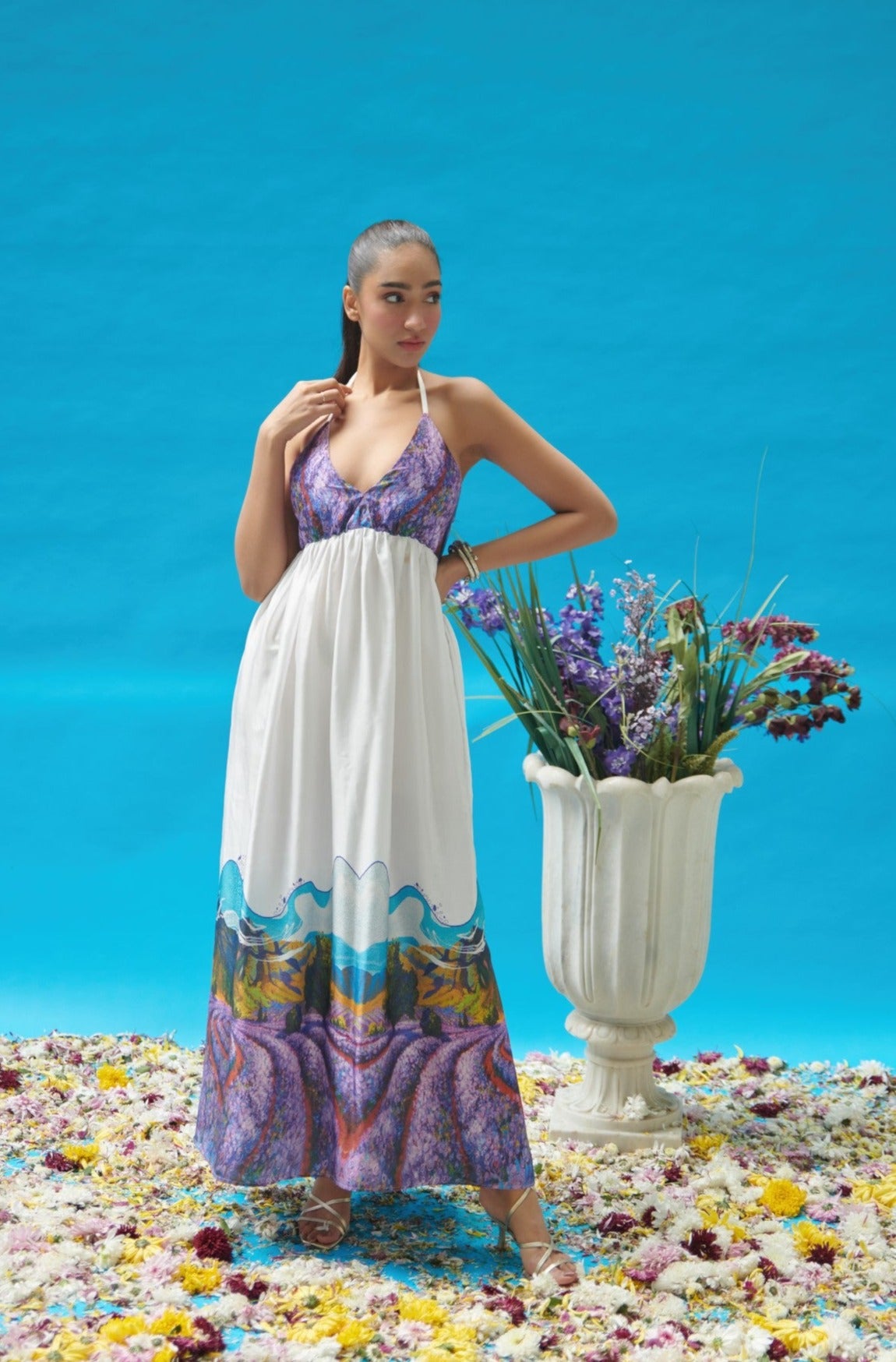 Yashasvi Shrivastava In Halter Neck Backless Long Dress
